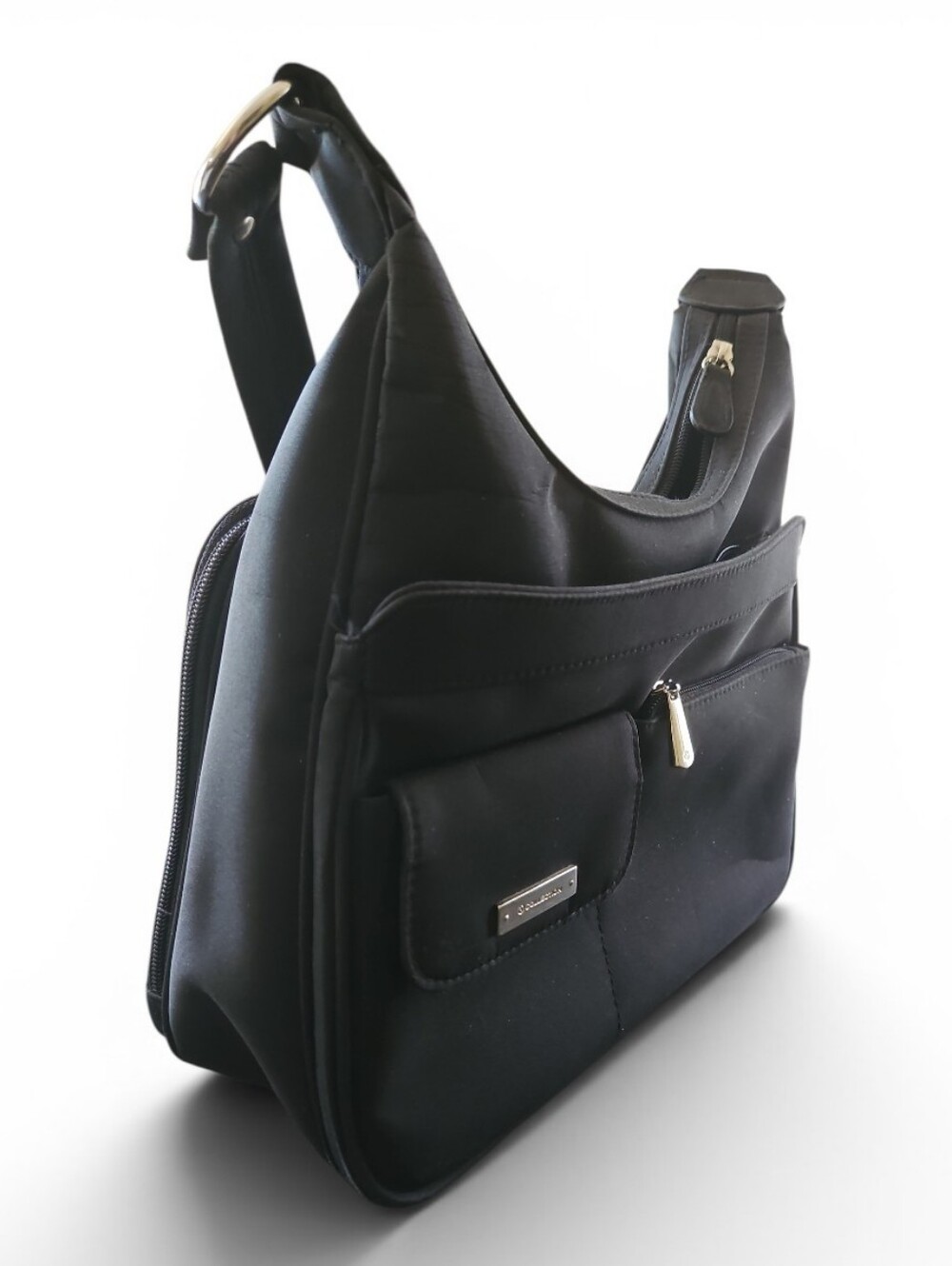 NY Collection Black Shoulder Bag with Silver Hardware - Picture 3 of 12
